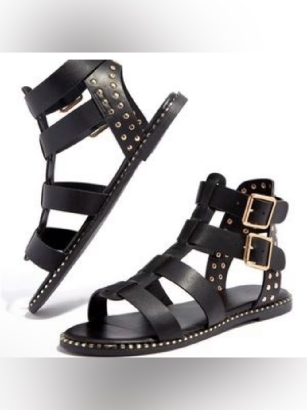 Monica Gladiator Italian Sandals - Black
